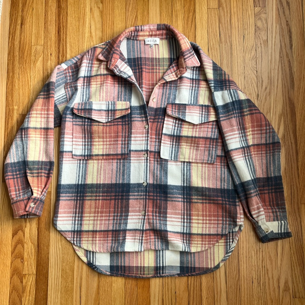 Pink plaid shacket